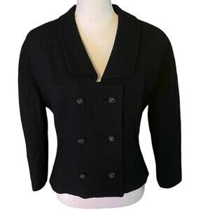 Vintage Size L Union Made Double Breasted Textured Knit Cropped Jacket Blazer